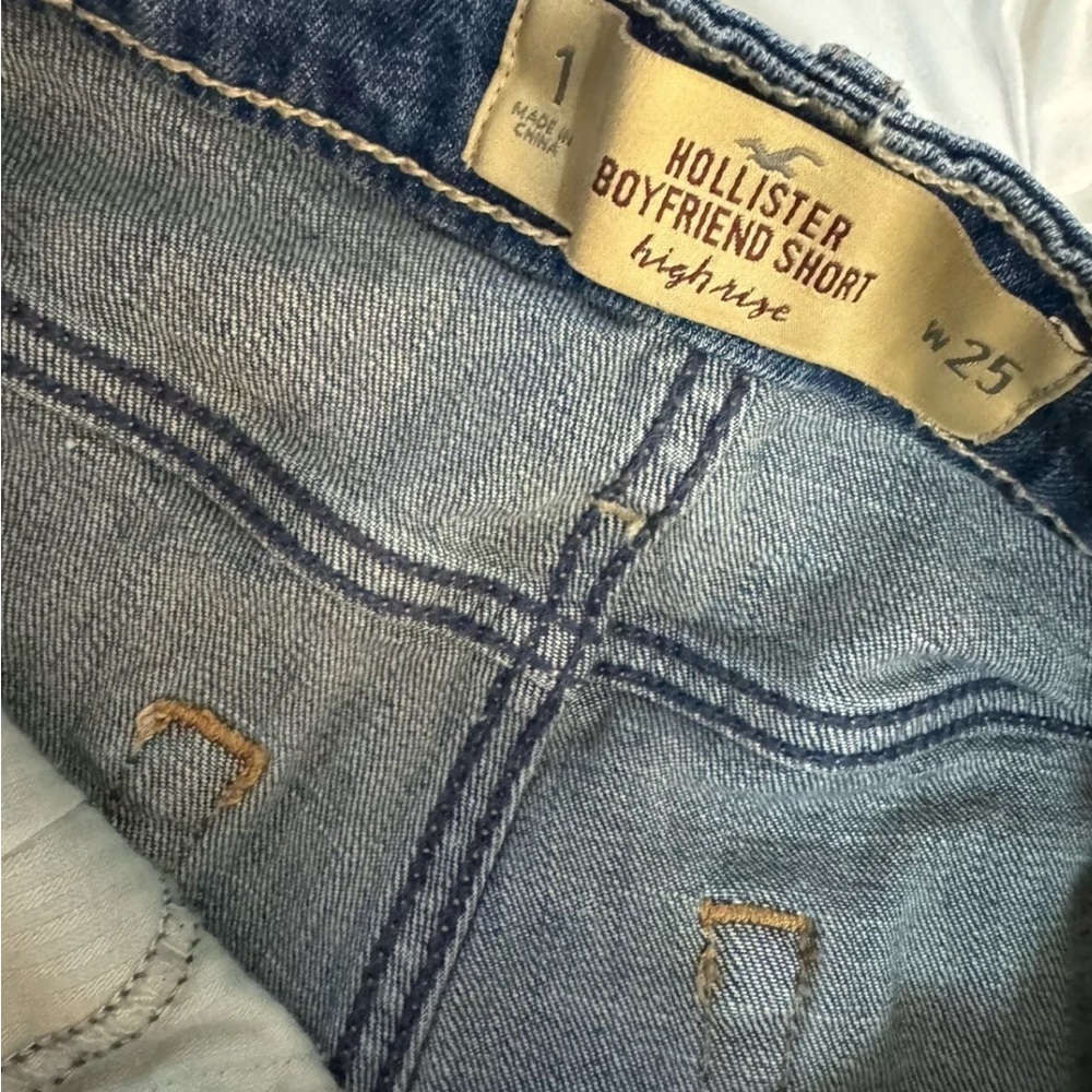 Hollister High Rise PatchWork Rolled Up Hem Jean Shorts Size 25 Or 1 teen​​ - Picture 5 of 5